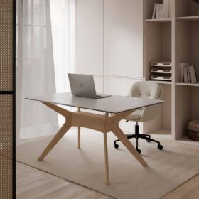 Mesa fija eloise 140 blanco/roble