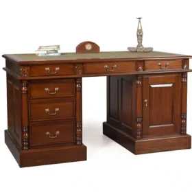 Escritorio Doble Pedestal Colonial C/Cuero